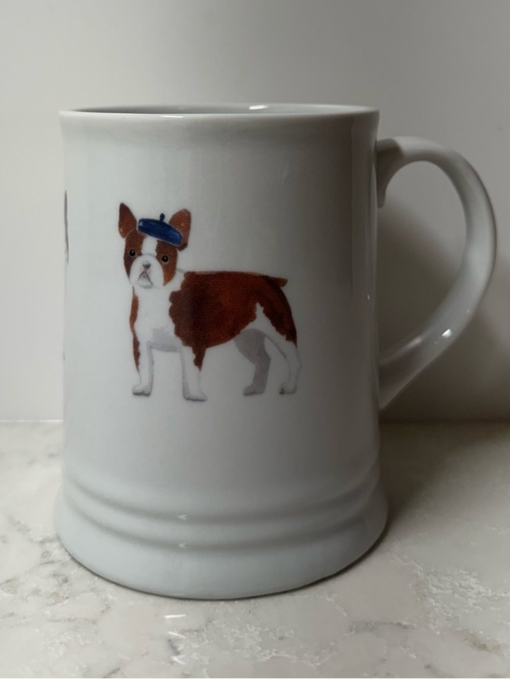 White Ceramic Bull Dog Lover Mug with Cute Illustration